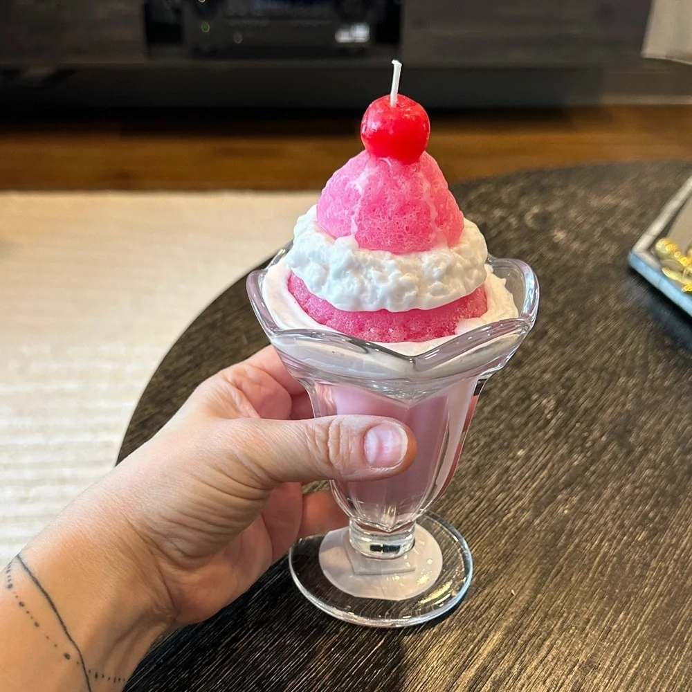 Ashland Pink and Red Ice Cream Sundae Candle - Picture 4 of 4